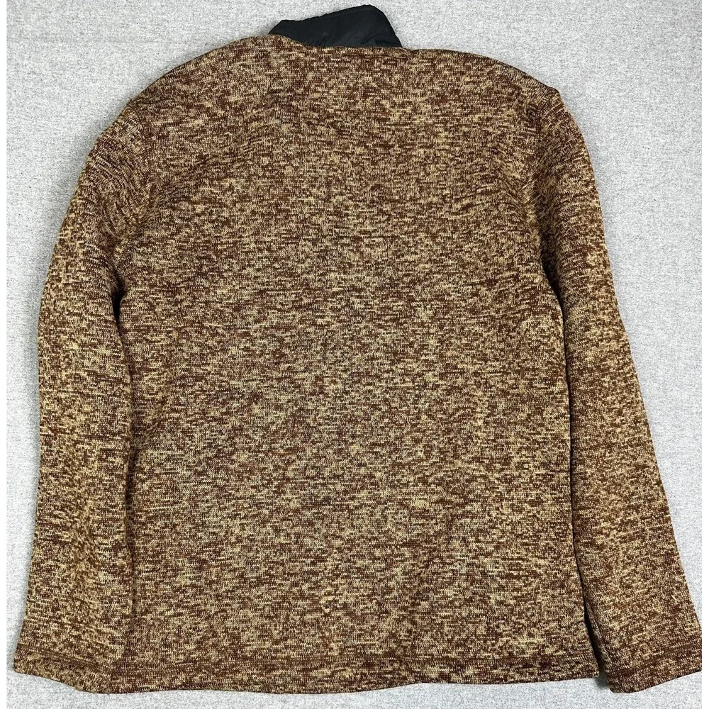 Eddie Bauer Sweater Mens Medium Brown Quarter Zip Fleece Pullover Pockets Sherpa